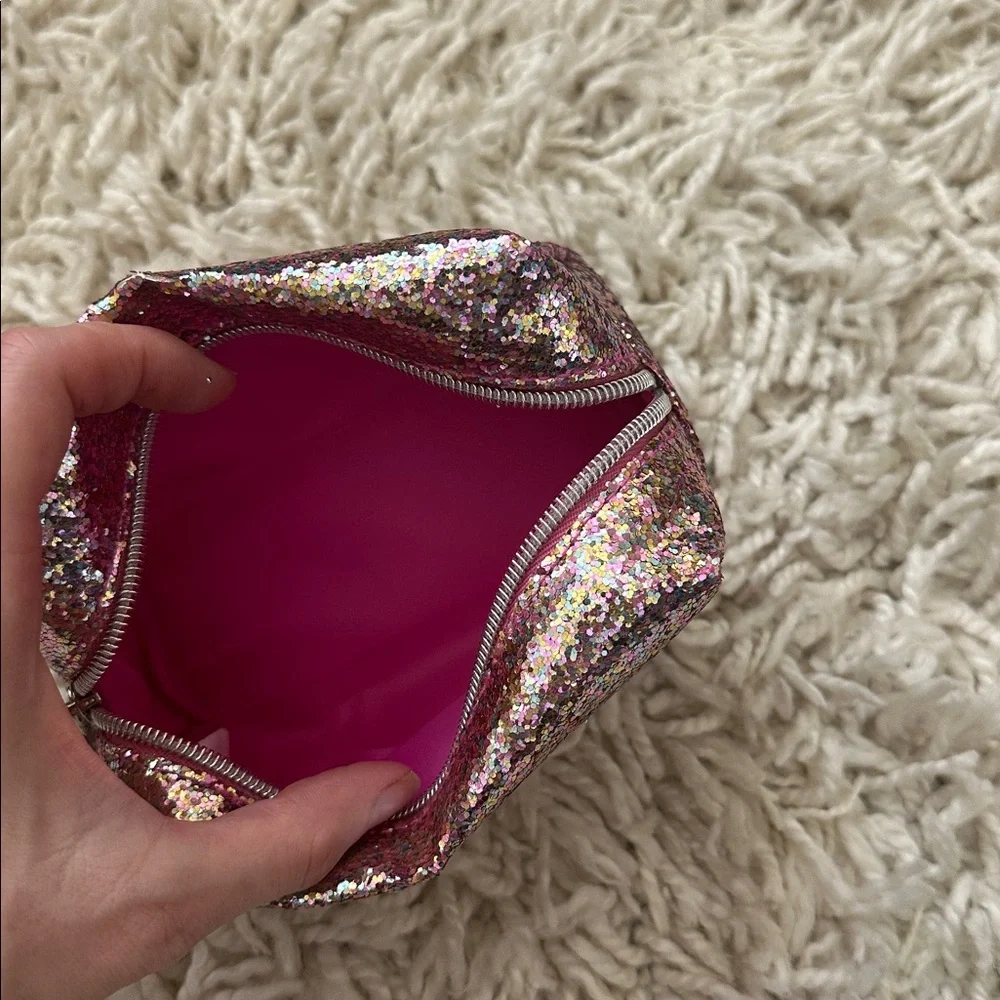 Bath & Body Works Pink Glitter Cosmetic Bag